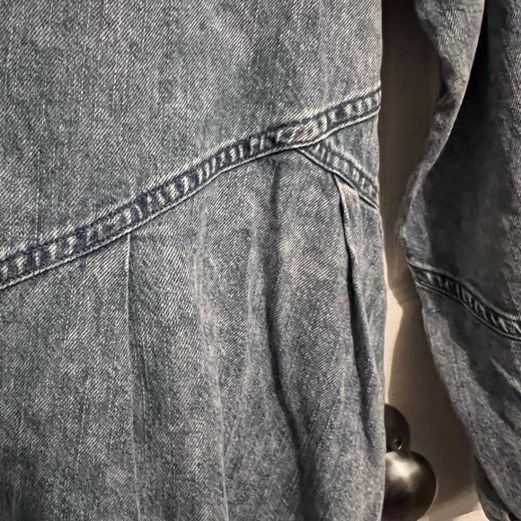 Time and Tru Women's Button Front Denim Mini Dress with Long Sleeves, Size M - Picture 10 of 14